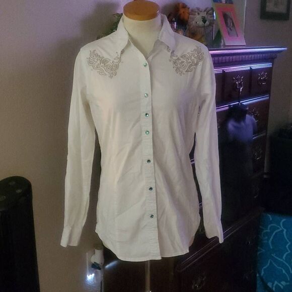 VINTAGE ROCK '47 BY WRANGLER WOMENS SHIRT - Picture 1 of 10